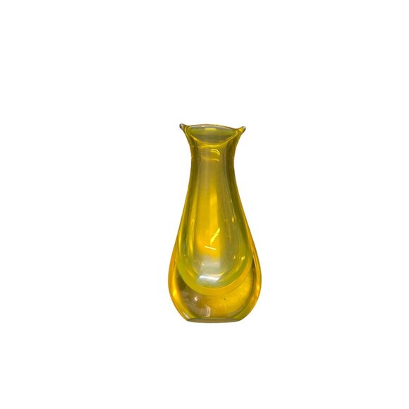 Mid-Century Amber Glass Vase Handblown Decorative Art Glass - Picture 1 of 10
